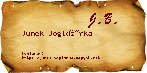 Junek Boglárka névjegykártya